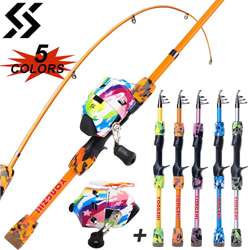Fishing Rod Combo - Sougayilang-伸縮式釣り竿,子供用コンボ釣り道具,耐食性,閉じた弾丸の形,リール,1.5m, 3.4:1