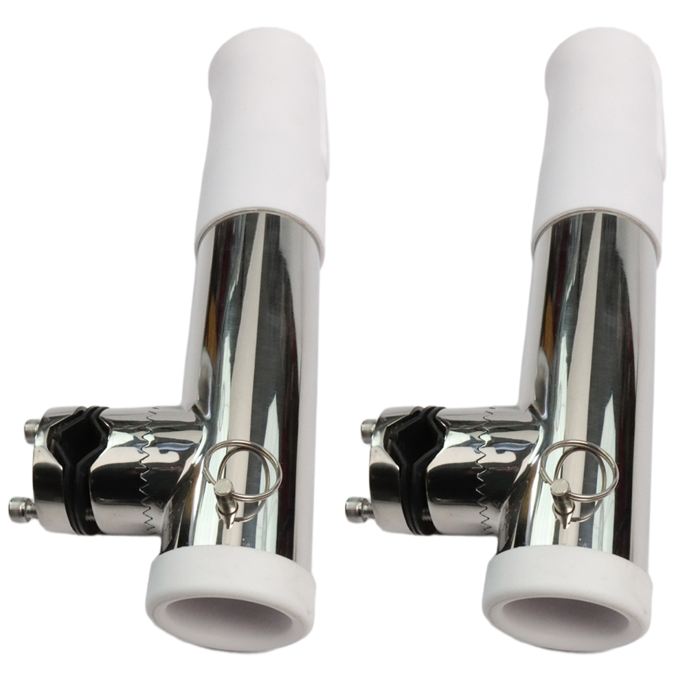 Fishing Rod Holder - 2個入りボート釣り竿ホルダー、ステンレス製釣り竿ホルダー、溶接ブラケット付きサイド/トランサムマウントロッドホルダー