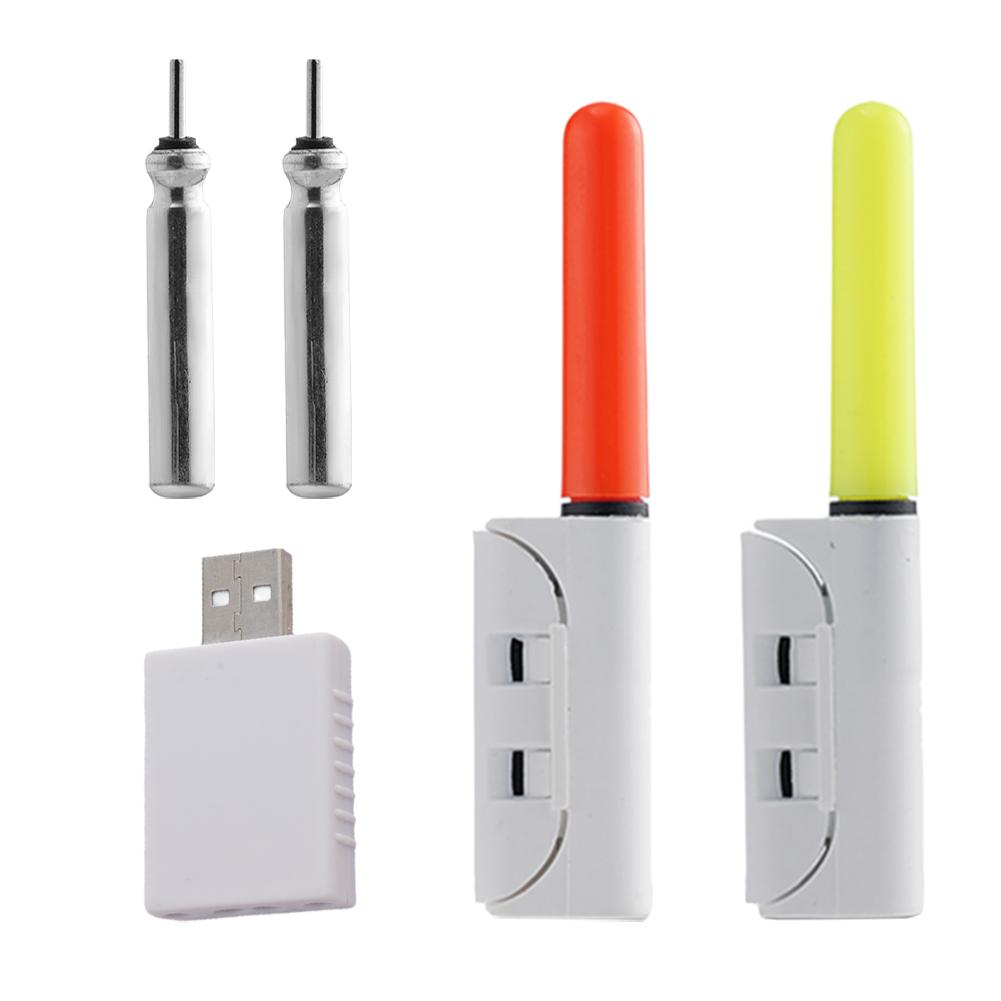 Fishing Rod Repair Kit - LEDナイトフィッシングライト、ロッド先端クリップ式発光グロースティック、USB充電式バッテリーチャージャーセット（CR425、CR322対応）