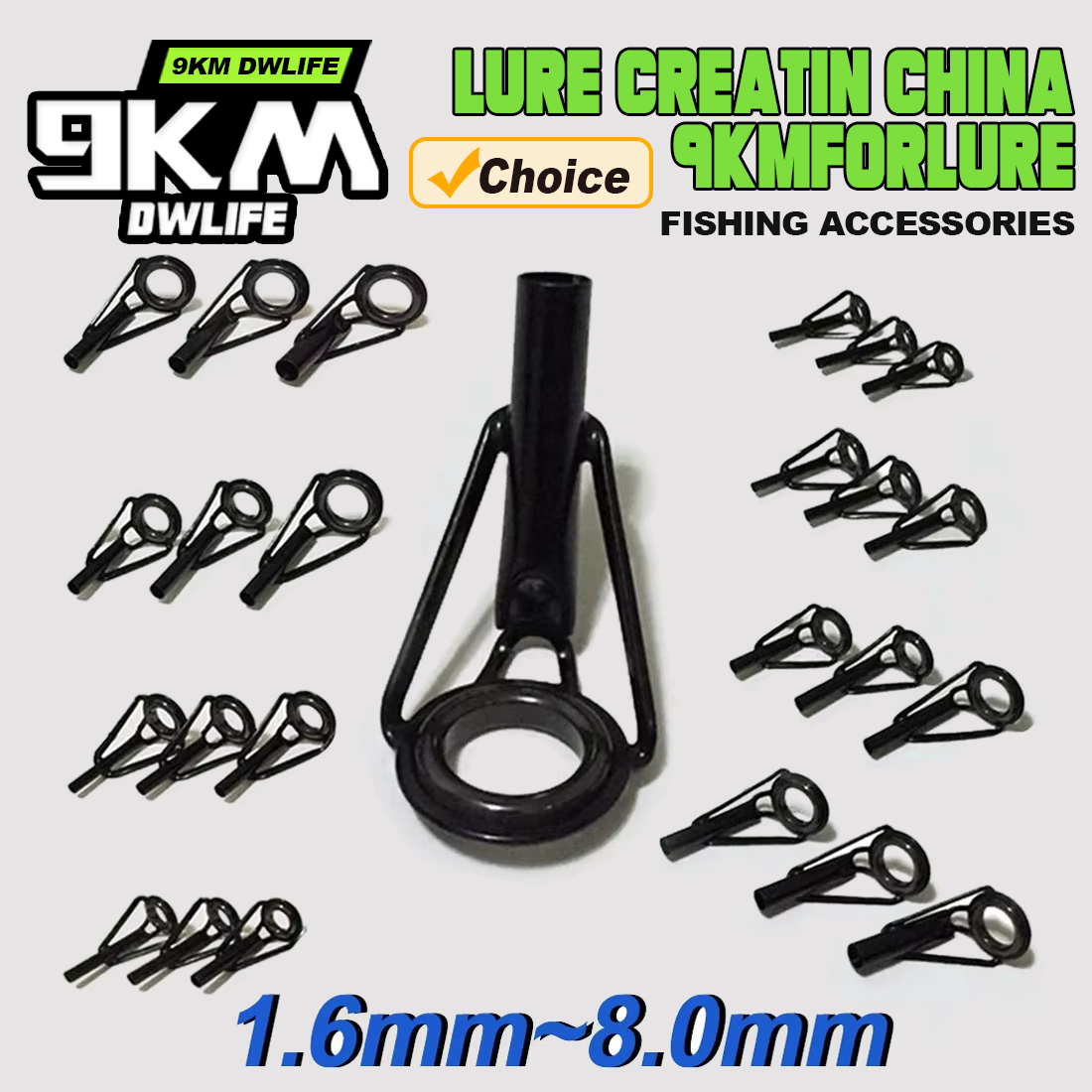 Fishing Rod Guide Replacement - 5 個釣竿先端ガイド修理キットステンレス鋼フレームセラミックリング黒ロッドビルディングガイドアイビルディング修理 6 # ~16 #