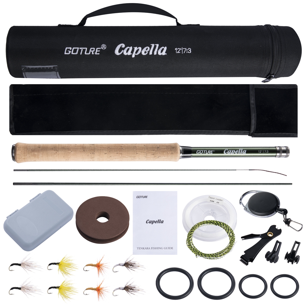 Fishing Rod Carbon Fiber - Goture テンカラ フライフィッシングロッドコンボ 3.6 メートル超軽量カーボンファイバーロッドラインルアークリッパーポータブルテンカラロッドセットタックル