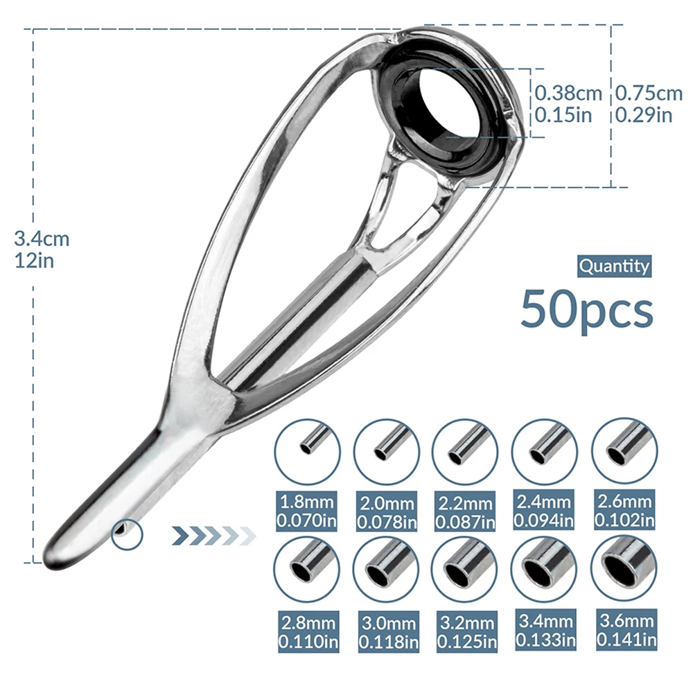 Fishing Rod Guide Replacement - THKFISH 50個 釣り竿ガイド チップ トップ修理キット DIY