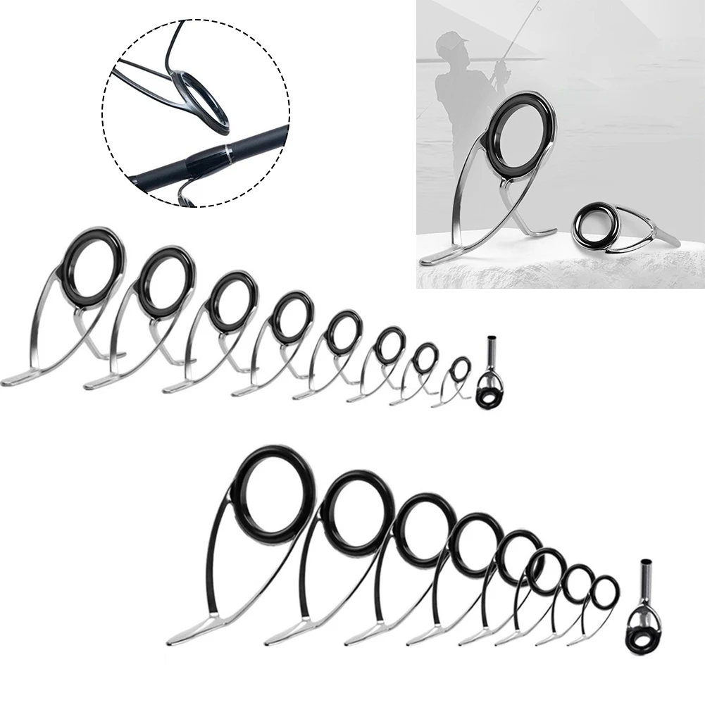Fishing Rod Repair Kit - 9 個釣竿トップリング先端アイガイド修理建物ステンレスキットセット DIY 釣竿先端修理ロッド先端アクセサリー