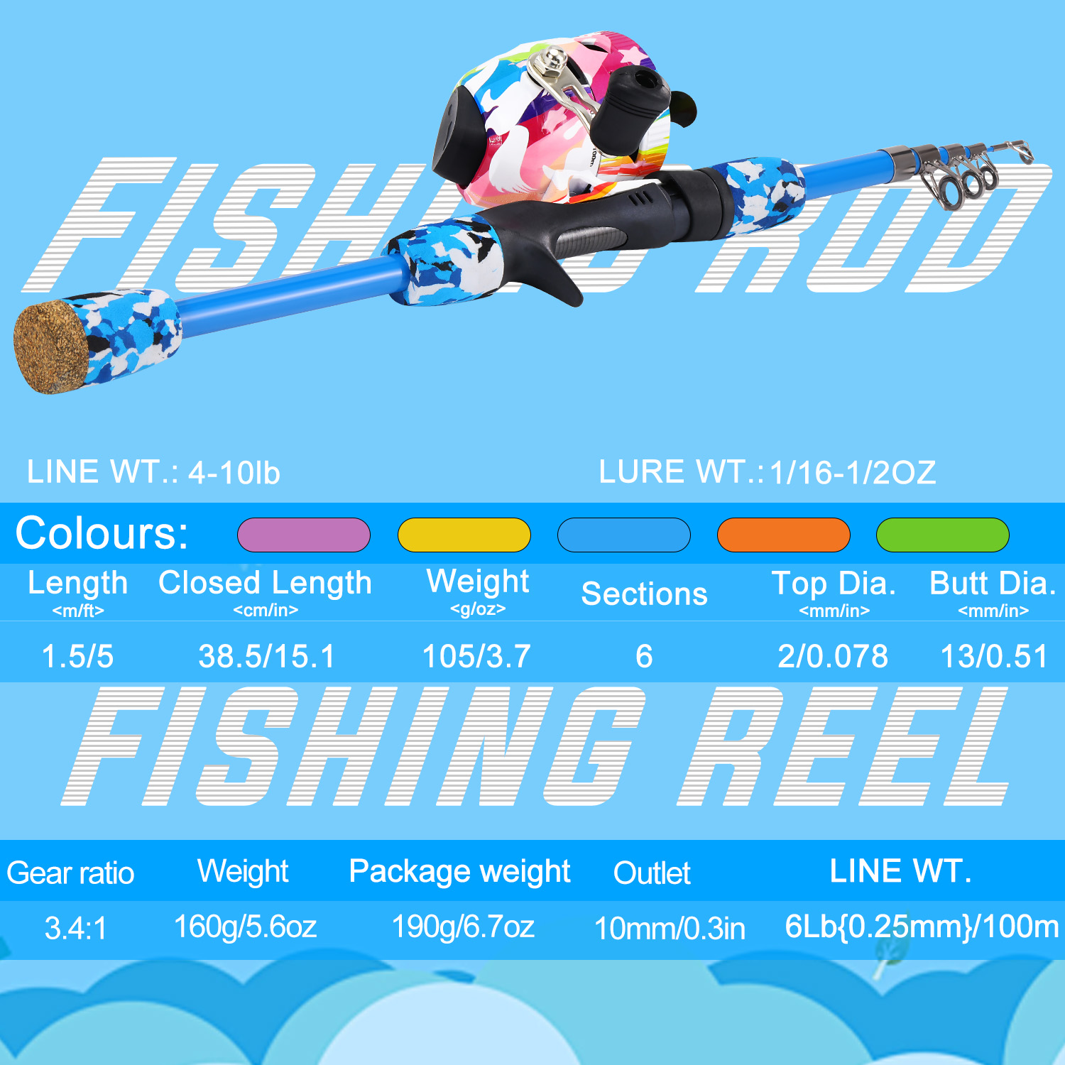 Sougayilang-伸縮式釣り竿,子供用コンボ釣り道具, - Fishing Rod Combo のレビューと価格