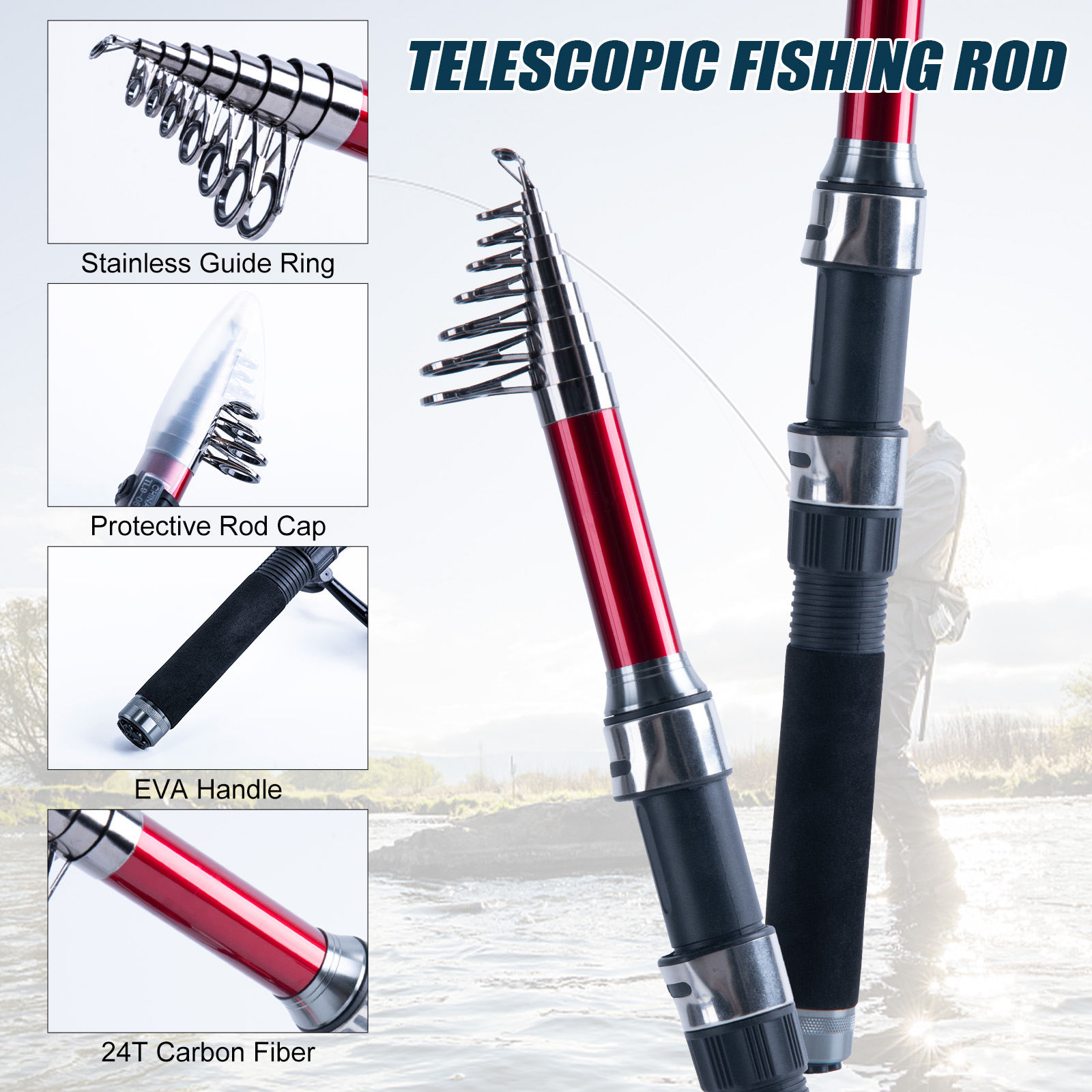Goture 伸縮式釣り竿とリールコンボ、スピニングリール、 - Fishing Rod Combo のレビューと価格