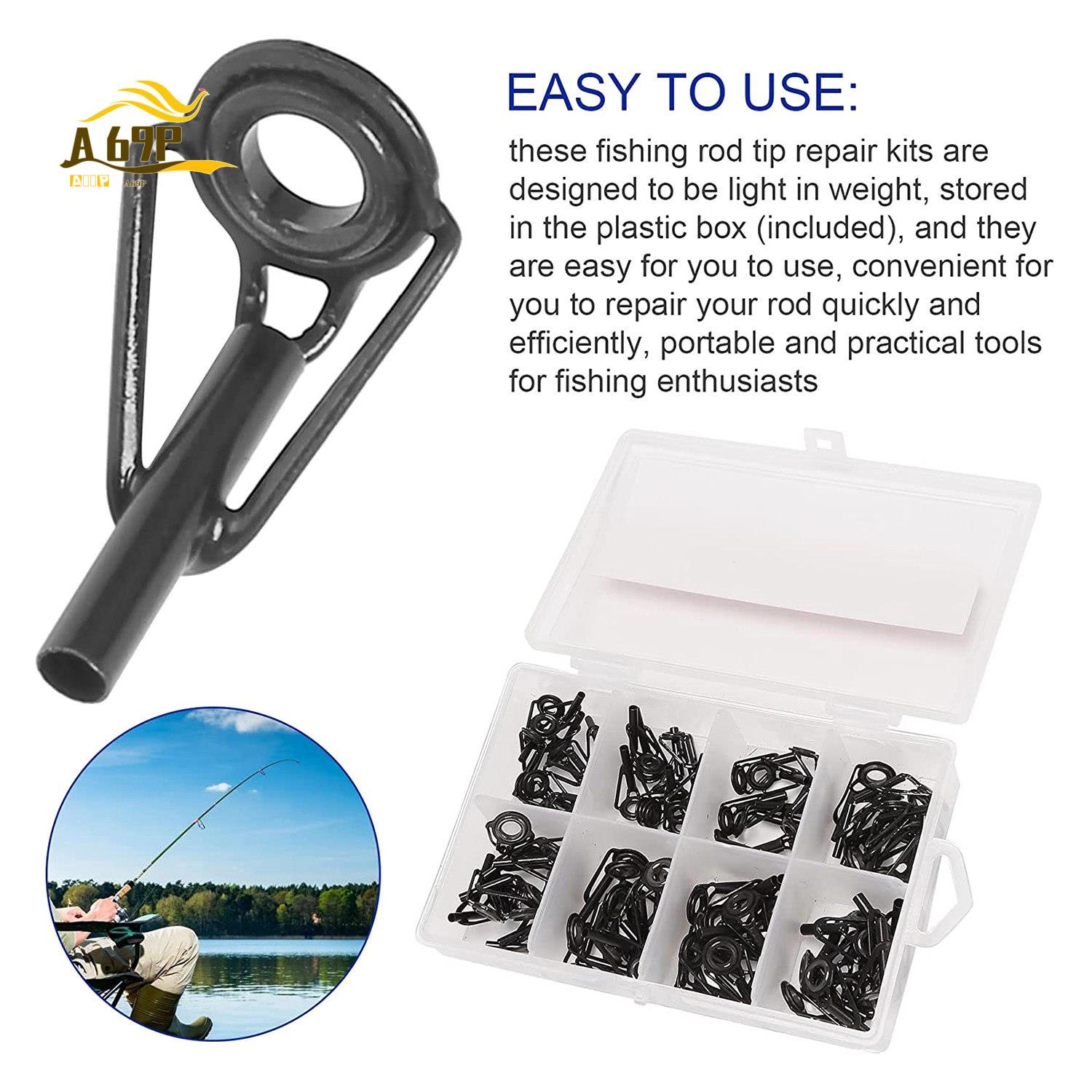 A69P-80 ピース釣り竿先端修理キット淡水海水ロッド用ス - Fishing Rod Guide Replacement のレビューと価格