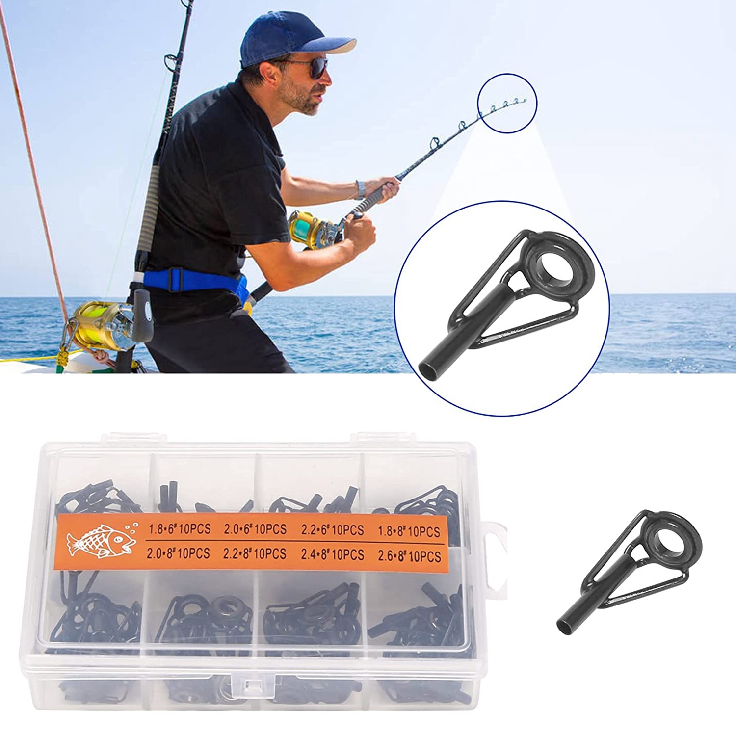 A69P-80 ピース釣り竿先端修理キット淡水海水ロッド用ス - Fishing Rod Guide Replacement のレビューと価格