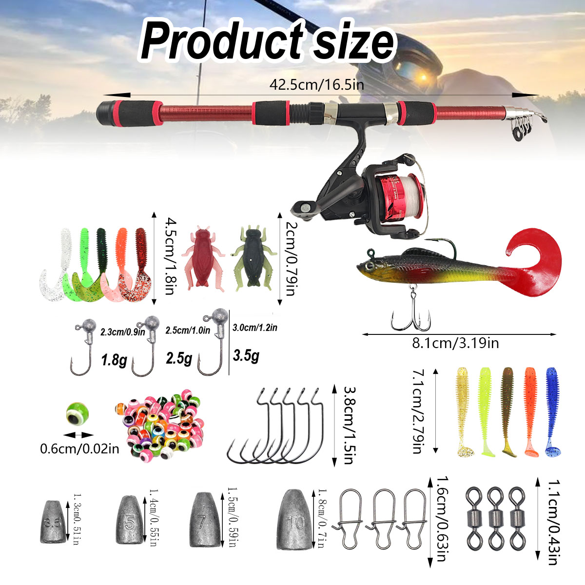 ポータブル伸縮式釣り竿＆リールコンボフルキット（タックル付き - Fishing Rod Combo のレビューと価格