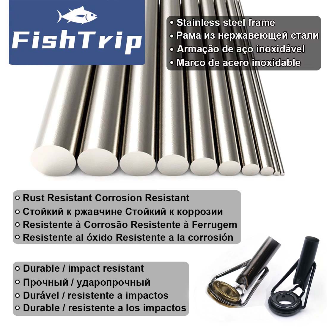 ステンレス鋼フレームのセラミックリング,スピニング構造の交換 - Fishing Rod Guide Replacement のレビューと価格