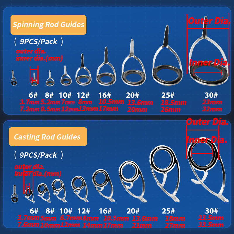 釣り竿用セラミックリング修理キット,9ユニット - Fishing Rod Repair Kit のレビューと価格